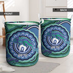 Torres Strait Islander Flag Day Personalised Laundry Basket Dhari Dugongs Sea Cows Aboriginal Art