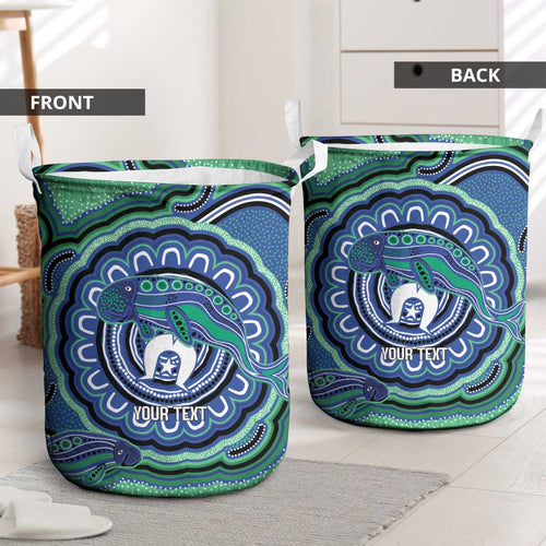 Torres Strait Islander Flag Day Personalised Laundry Basket Dhari Dugongs Sea Cows Aboriginal Art