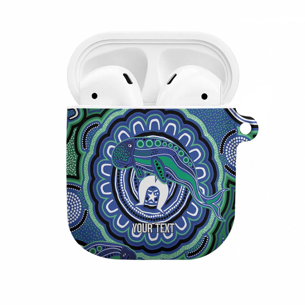 Torres Strait Islander Flag Day Personalised AirPods Case Dhari Dugongs Sea Cows Aboriginal Art