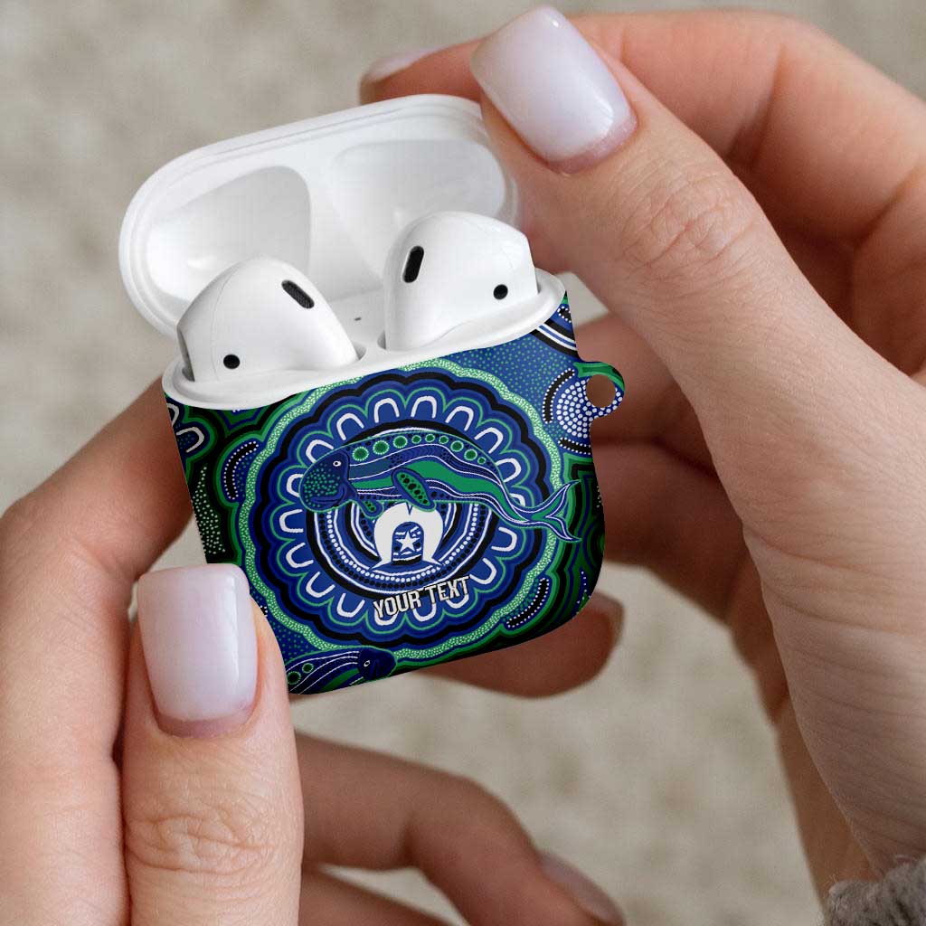 Torres Strait Islander Flag Day Personalised AirPods Case Dhari Dugongs Sea Cows Aboriginal Art