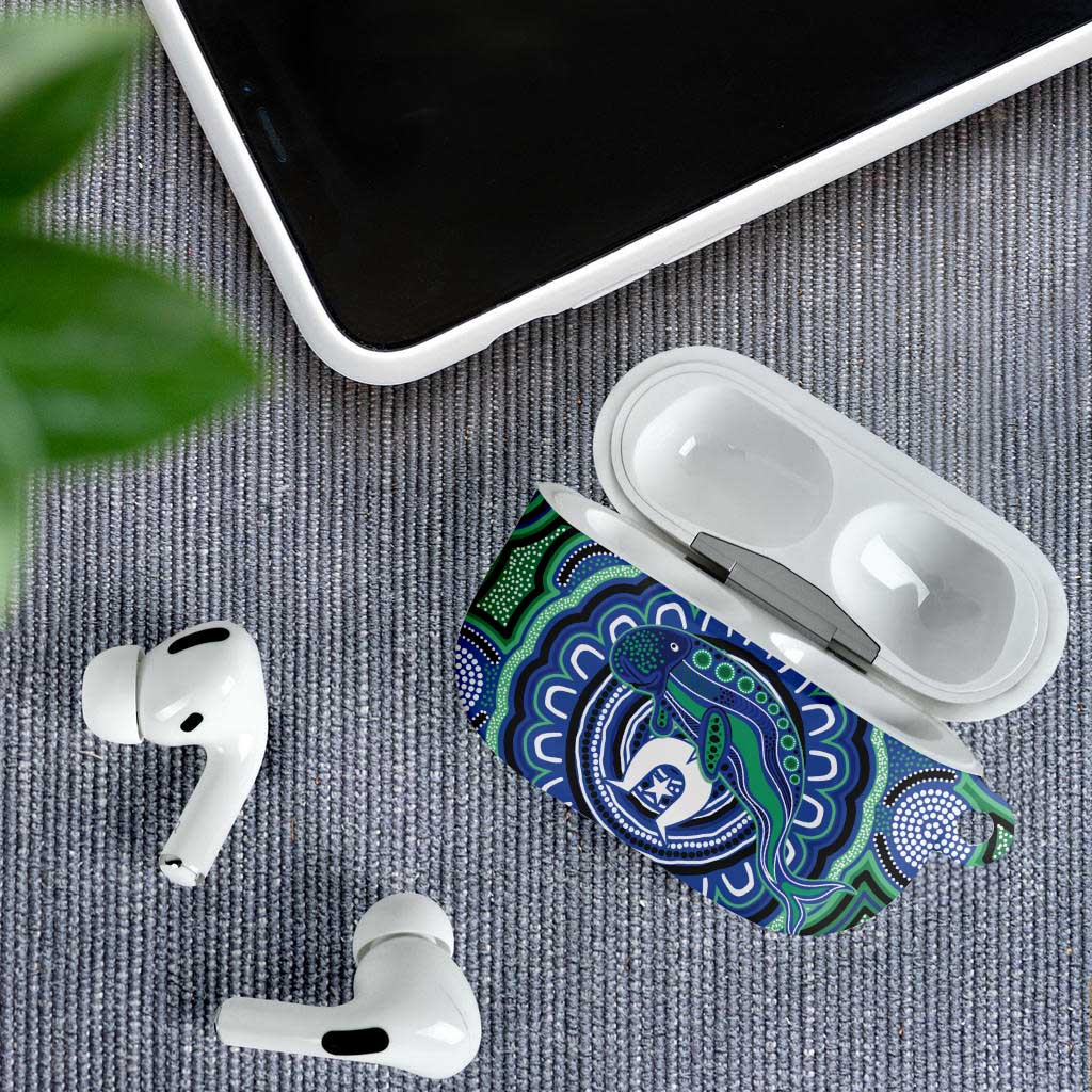 Torres Strait Islander Flag Day Personalised AirPods Case Dhari Dugongs Sea Cows Aboriginal Art