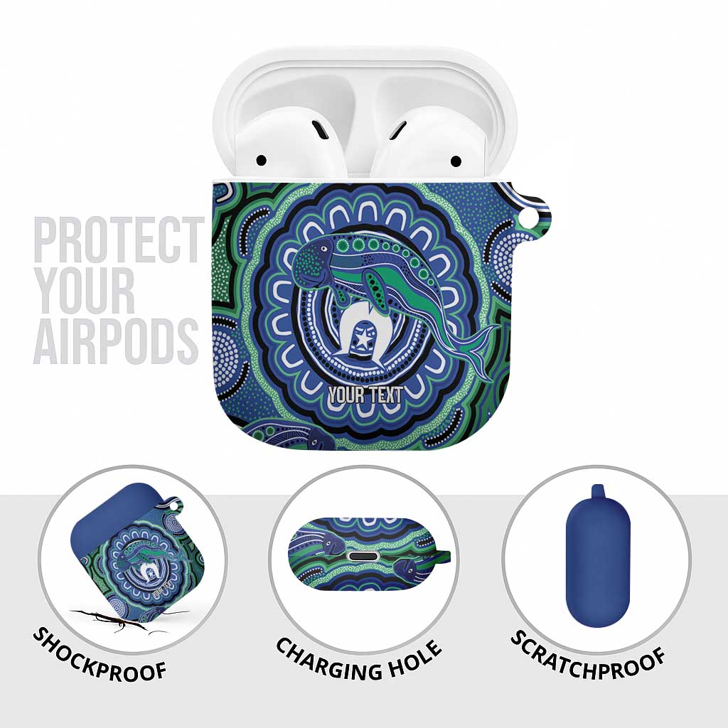Torres Strait Islander Flag Day Personalised AirPods Case Dhari Dugongs Sea Cows Aboriginal Art