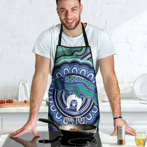 Torres Strait Islander Flag Day Personalised Apron Dhari Dugongs Sea Cows Aboriginal Art