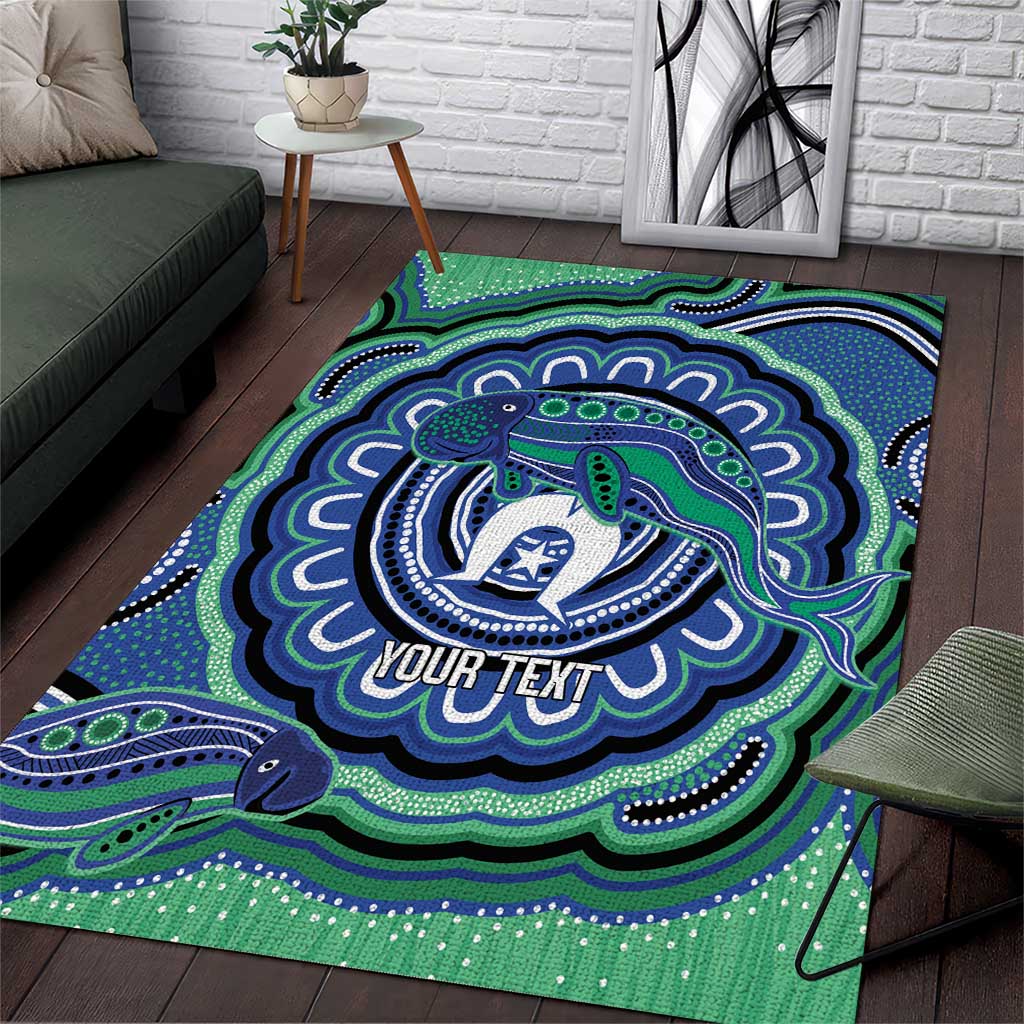 Torres Strait Islander Flag Day Personalised Area Rug Dhari Dugongs Sea Cows Aboriginal Art