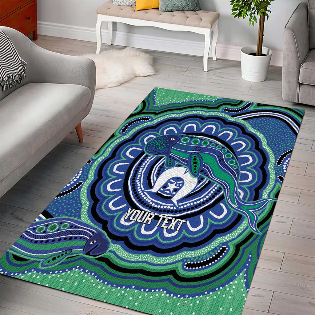 Torres Strait Islander Flag Day Personalised Area Rug Dhari Dugongs Sea Cows Aboriginal Art