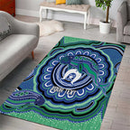Torres Strait Islander Flag Day Personalised Area Rug Dhari Dugongs Sea Cows Aboriginal Art
