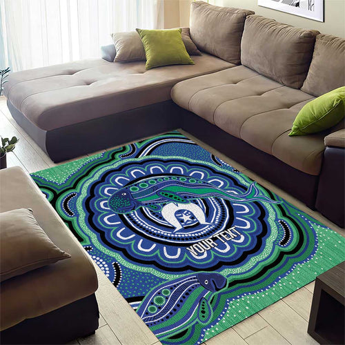 Torres Strait Islander Flag Day Personalised Area Rug Dhari Dugongs Sea Cows Aboriginal Art