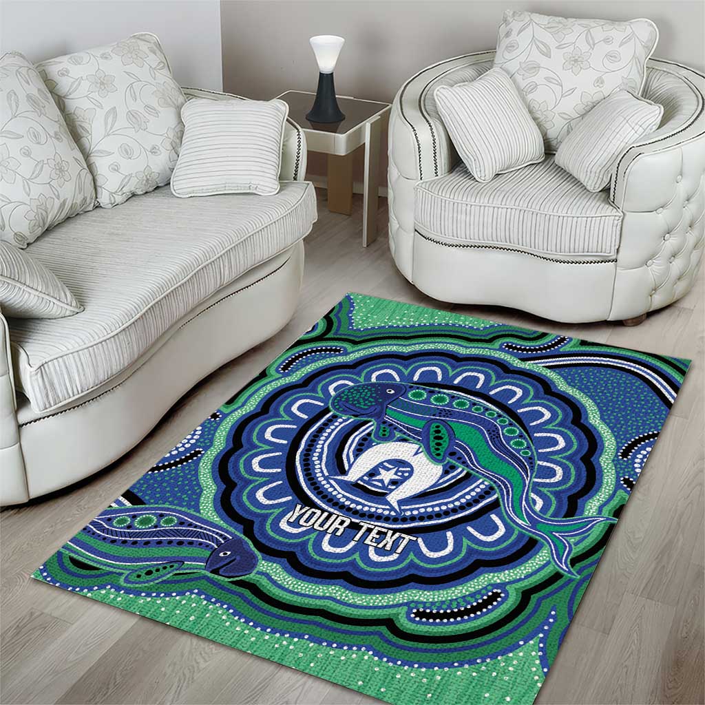 Torres Strait Islander Flag Day Personalised Area Rug Dhari Dugongs Sea Cows Aboriginal Art