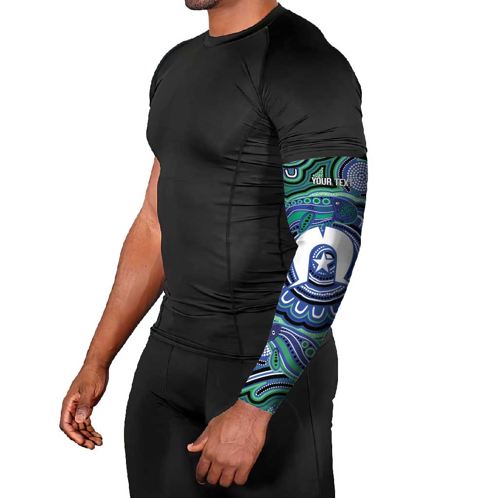Torres Strait Islander Flag Day Personalised Arm Sleeves Dhari Dugongs Sea Cows Aboriginal Art