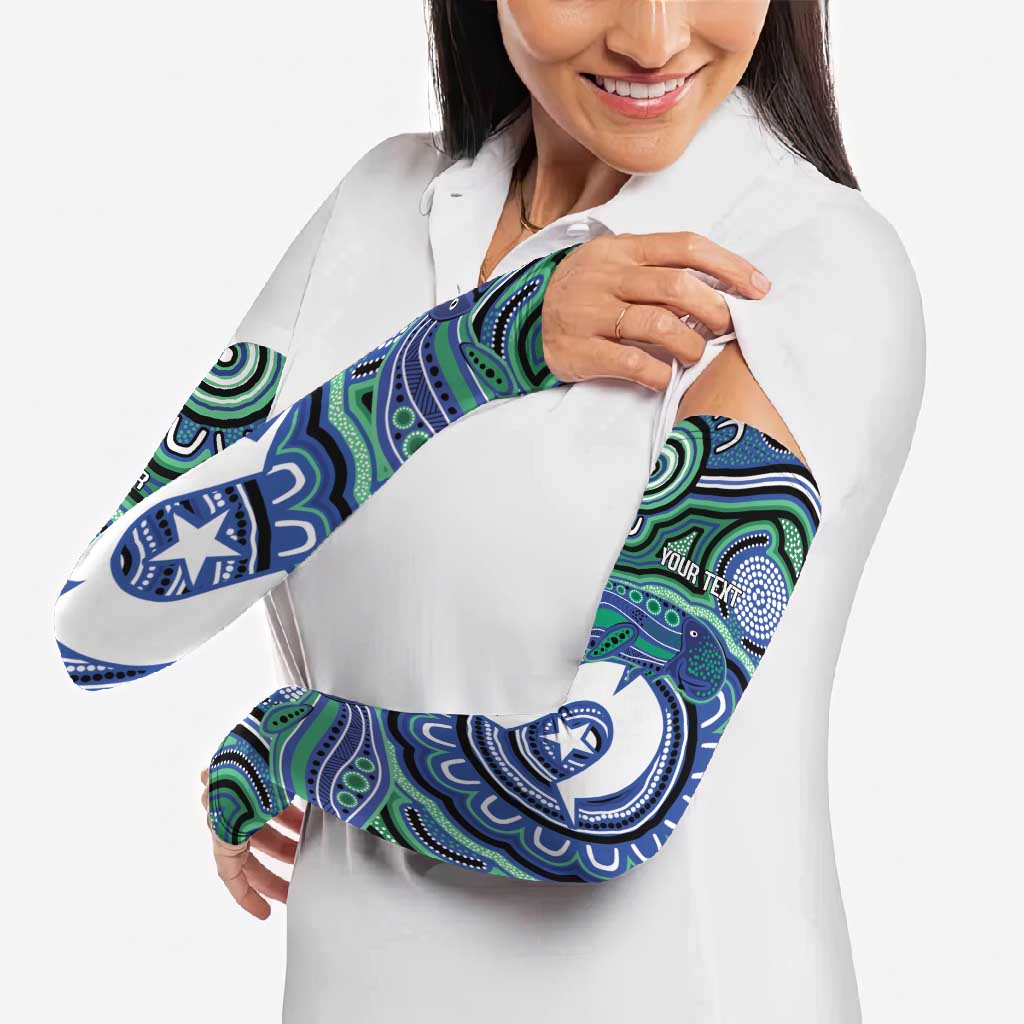 Torres Strait Islander Flag Day Personalised Arm Sleeves Dhari Dugongs Sea Cows Aboriginal Art