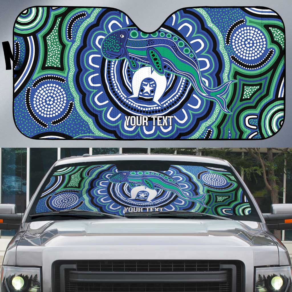 Torres Strait Islander Flag Day Personalised Auto Sun Shade Dhari Dugongs Sea Cows Aboriginal Art
