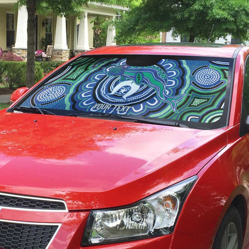 Torres Strait Islander Flag Day Personalised Auto Sun Shade Dhari Dugongs Sea Cows Aboriginal Art