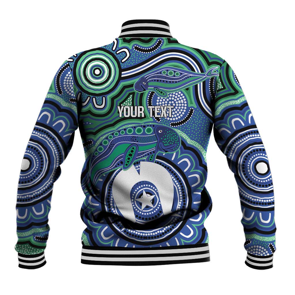 Torres Strait Islander Flag Day Personalised Baseball Jacket Dhari Dugongs Sea Cows Aboriginal Art