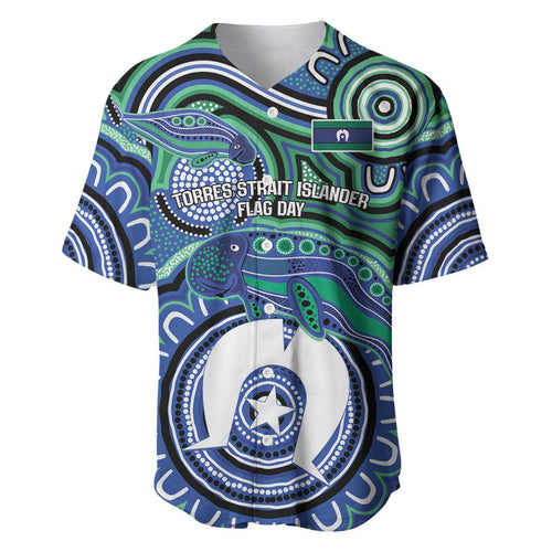 Torres Strait Islander Flag Day Personalised Baseball Jersey Dhari Dugongs Sea Cows Aboriginal Art