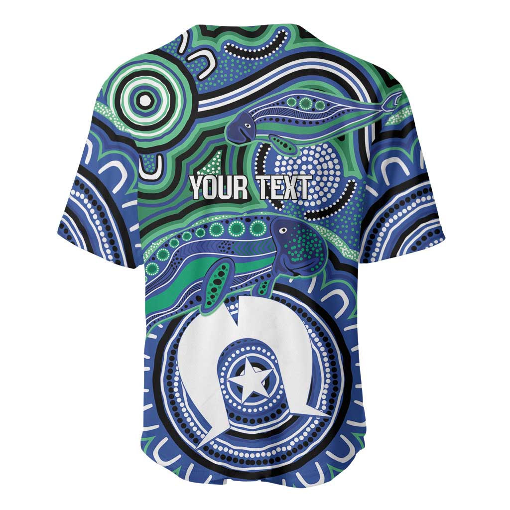 Torres Strait Islander Flag Day Personalised Baseball Jersey Dhari Dugongs Sea Cows Aboriginal Art