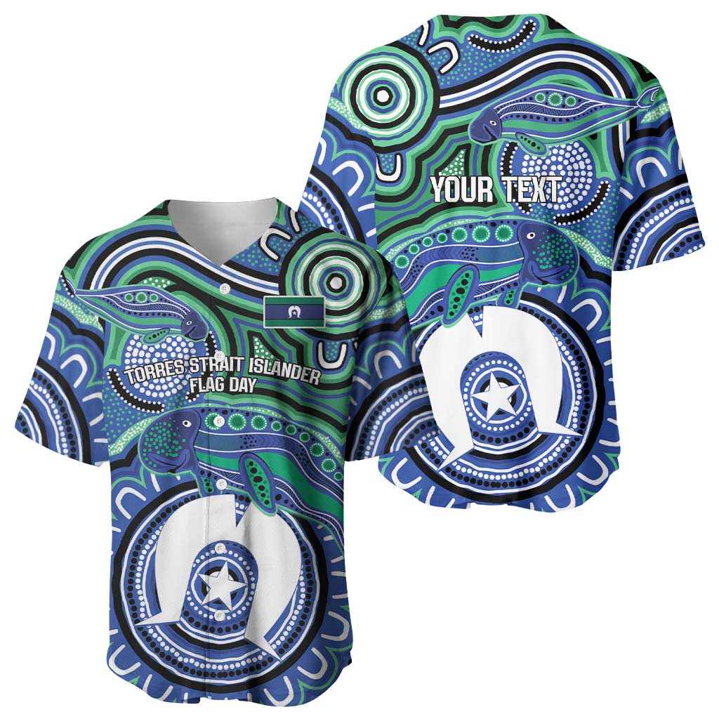 Torres Strait Islander Flag Day Personalised Baseball Jersey Dhari Dugongs Sea Cows Aboriginal Art