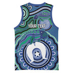 Torres Strait Islander Flag Day Personalised Basketball Jersey Dhari Dugongs Sea Cows Aboriginal Art