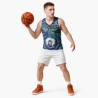 Torres Strait Islander Flag Day Personalised Basketball Jersey Dhari Dugongs Sea Cows Aboriginal Art