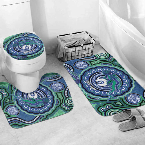 Torres Strait Islander Flag Day Personalised Bathroom Set Dhari Dugongs Sea Cows Aboriginal Art