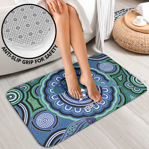 Torres Strait Islander Flag Day Personalised Bathroom Set Dhari Dugongs Sea Cows Aboriginal Art