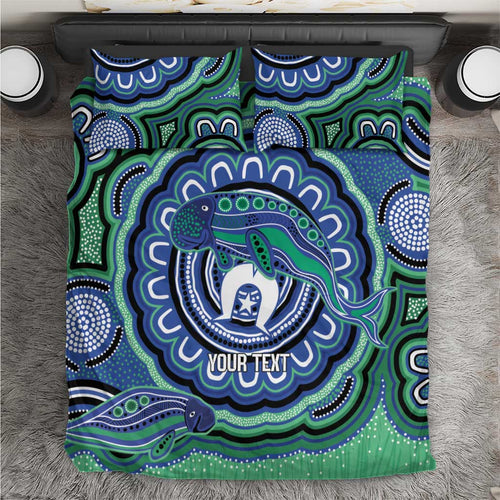 Torres Strait Islander Flag Day Personalised Bedding Set Dhari Dugongs Sea Cows Aboriginal Art