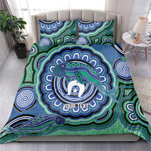 Torres Strait Islander Flag Day Personalised Bedding Set Dhari Dugongs Sea Cows Aboriginal Art