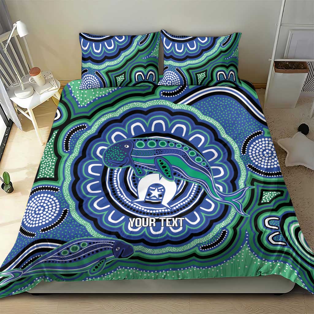 Torres Strait Islander Flag Day Personalised Bedding Set Dhari Dugongs Sea Cows Aboriginal Art