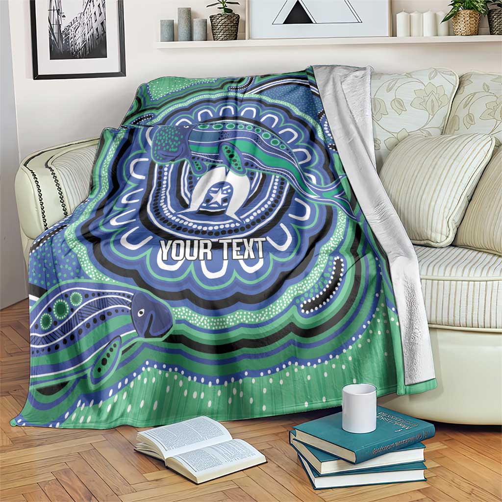 Torres Strait Islander Flag Day Personalised Blanket Dhari Dugongs Sea Cows Aboriginal Art