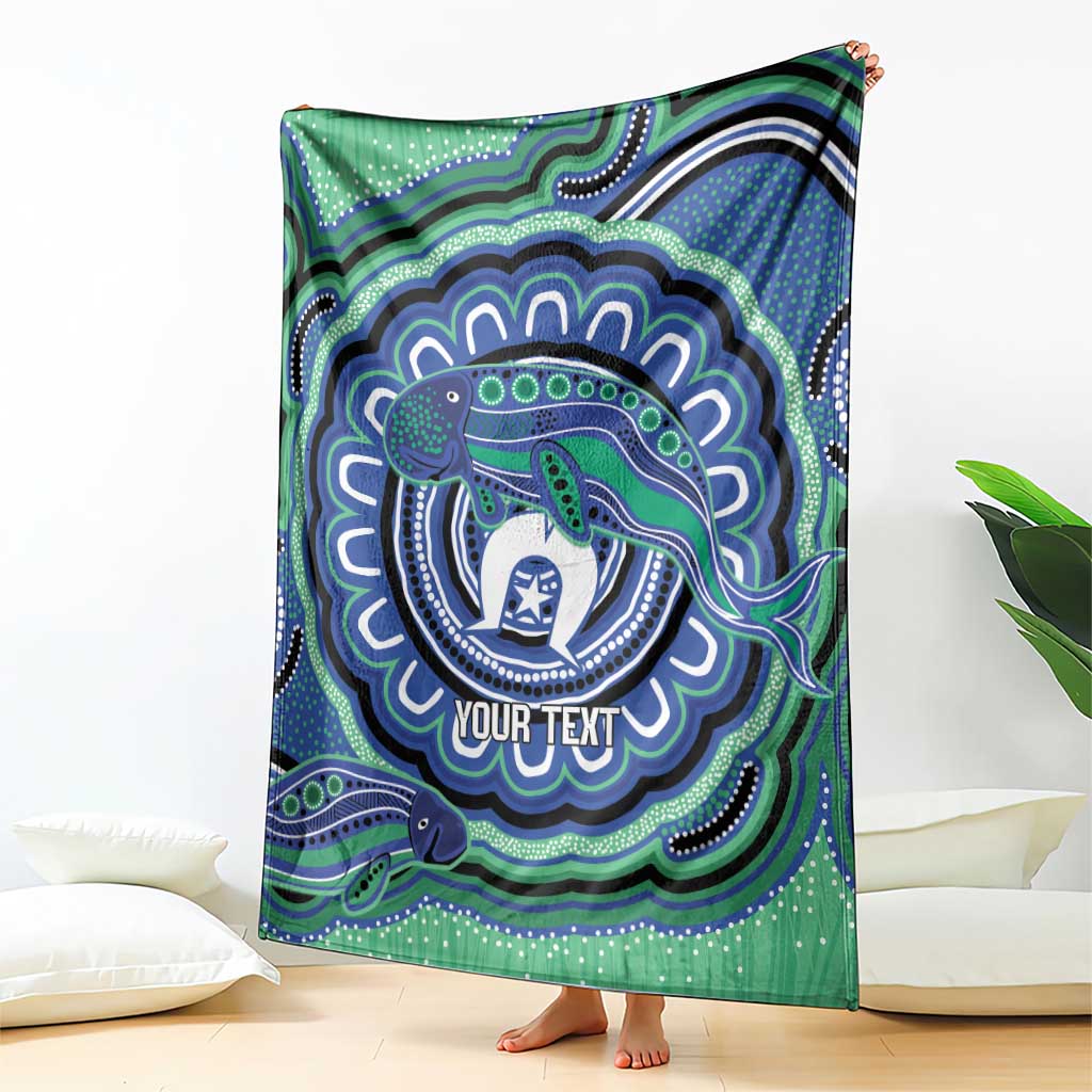 Torres Strait Islander Flag Day Personalised Blanket Dhari Dugongs Sea Cows Aboriginal Art