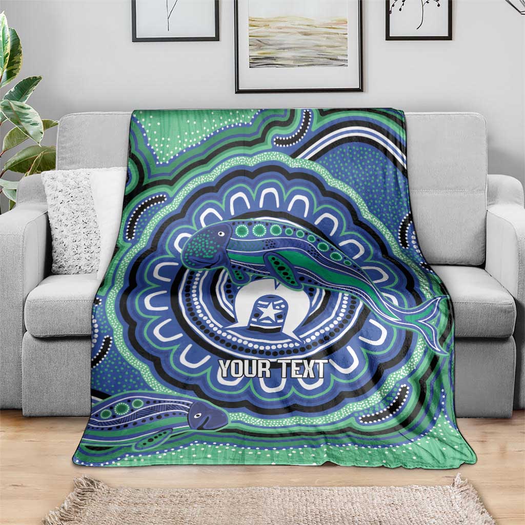 Torres Strait Islander Flag Day Personalised Blanket Dhari Dugongs Sea Cows Aboriginal Art