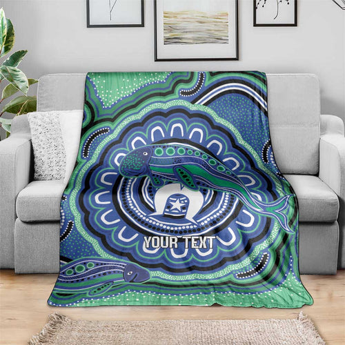 Torres Strait Islander Flag Day Personalised Blanket Dhari Dugongs Sea Cows Aboriginal Art