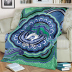Torres Strait Islander Flag Day Personalised Blanket Dhari Dugongs Sea Cows Aboriginal Art