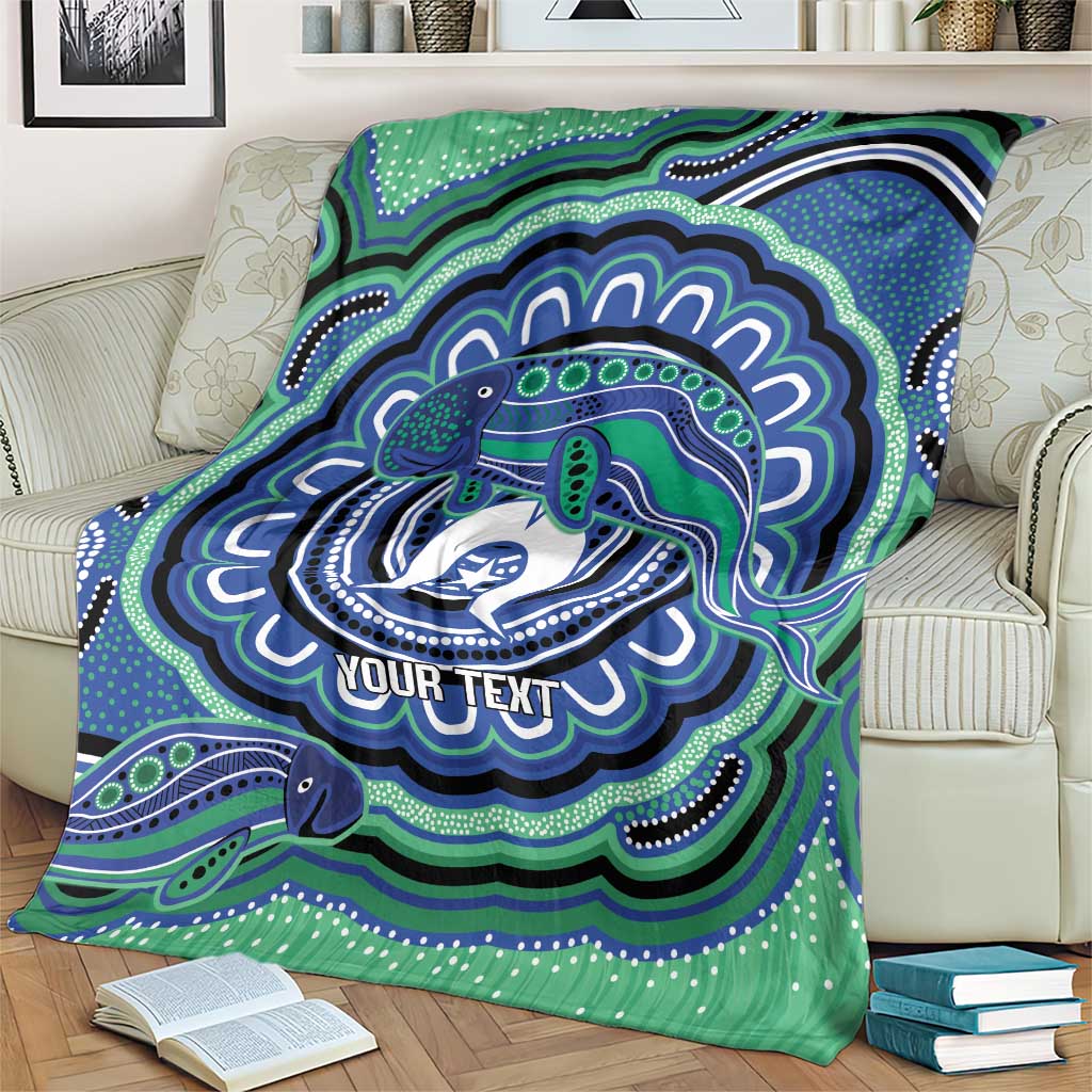 Torres Strait Islander Flag Day Personalised Blanket Dhari Dugongs Sea Cows Aboriginal Art