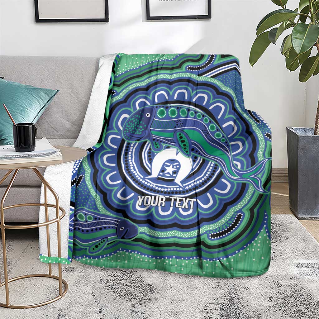 Torres Strait Islander Flag Day Personalised Blanket Dhari Dugongs Sea Cows Aboriginal Art