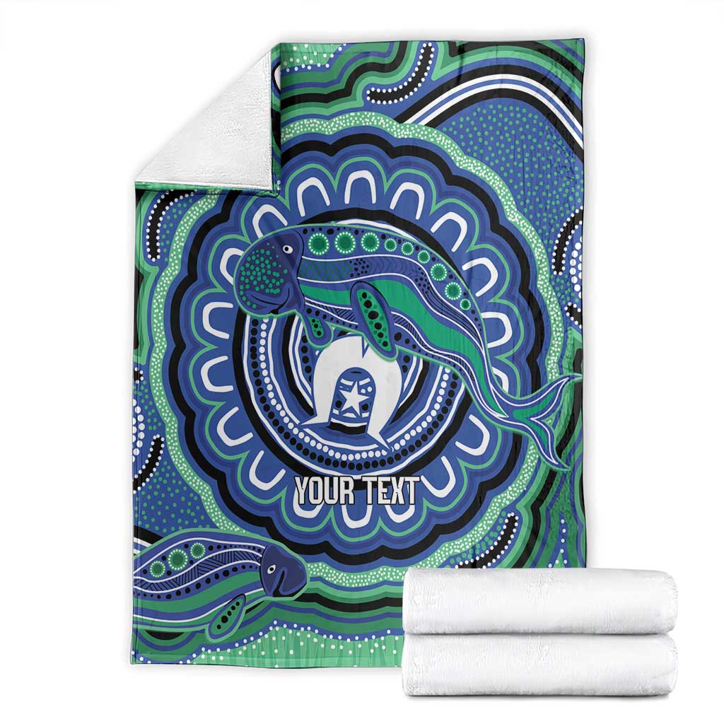 Torres Strait Islander Flag Day Personalised Blanket Dhari Dugongs Sea Cows Aboriginal Art