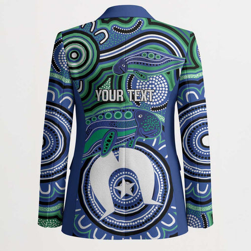 Torres Strait Islander Flag Day Personalised Blazer Dhari Dugongs Sea Cows Aboriginal Art
