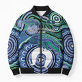 Torres Strait Islander Flag Day Personalised Bomber Puffer Jacket Dhari Dugongs Sea Cows Aboriginal Art