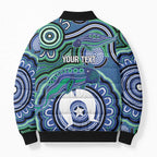 Torres Strait Islander Flag Day Personalised Bomber Puffer Jacket Dhari Dugongs Sea Cows Aboriginal Art
