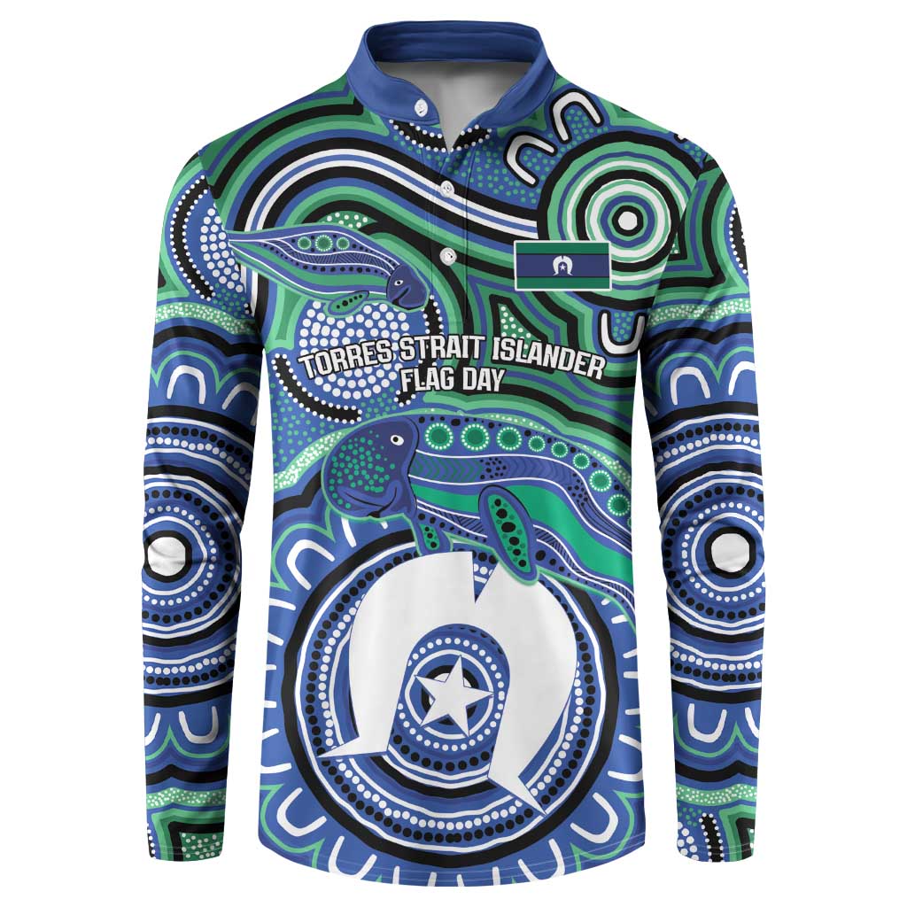 Torres Strait Islander Flag Day Personalised Button Sweatshirt Dhari Dugongs Sea Cows Aboriginal Art