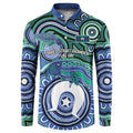 Torres Strait Islander Flag Day Personalised Button Sweatshirt Dhari Dugongs Sea Cows Aboriginal Art