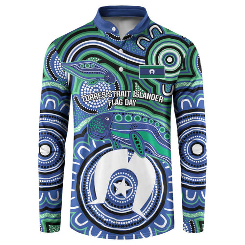 Torres Strait Islander Flag Day Personalised Button Sweatshirt Dhari Dugongs Sea Cows Aboriginal Art