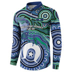Torres Strait Islander Flag Day Personalised Button Sweatshirt Dhari Dugongs Sea Cows Aboriginal Art
