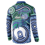 Torres Strait Islander Flag Day Personalised Button Sweatshirt Dhari Dugongs Sea Cows Aboriginal Art