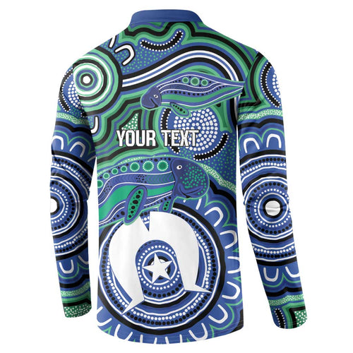 Torres Strait Islander Flag Day Personalised Button Sweatshirt Dhari Dugongs Sea Cows Aboriginal Art