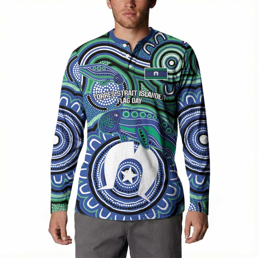 Torres Strait Islander Flag Day Personalised Button Sweatshirt Dhari Dugongs Sea Cows Aboriginal Art