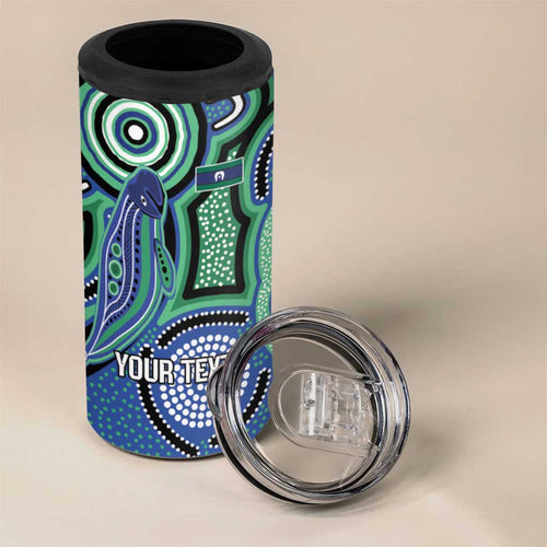 Torres Strait Islander Flag Day Personalised 4 in 1 Can Cooler Tumbler Dhari Dugongs Sea Cows Aboriginal Art