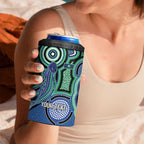 Torres Strait Islander Flag Day Personalised 4 in 1 Can Cooler Tumbler Dhari Dugongs Sea Cows Aboriginal Art