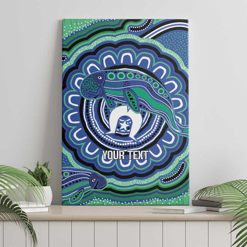 Torres Strait Islander Flag Day Personalised Canvas Wall Art Dhari Dugongs Sea Cows Aboriginal Art