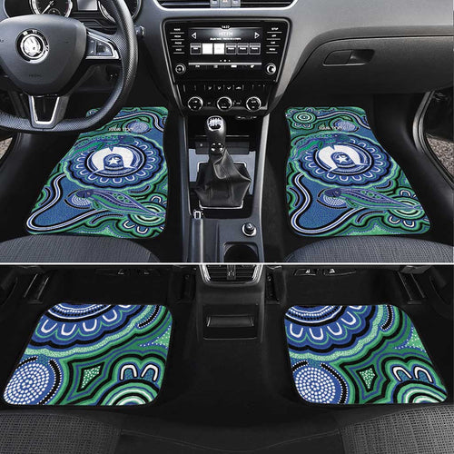 Torres Strait Islander Flag Day Personalised Car Mats Dhari Dugongs Sea Cows Aboriginal Art
