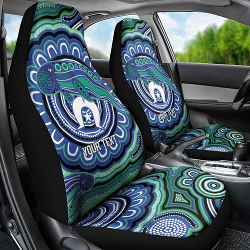Torres Strait Islander Flag Day Personalised Car Seat Cover Dhari Dugongs Sea Cows Aboriginal Art